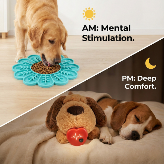 Anti-Anxiety Heartbeat Plush + FREE Enrichment Feeding Dish